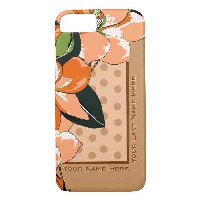 Capa Para iPhone, Case-Mate Peachy Azaleas, Bolinhas + Camel_Personalizado (Verso)