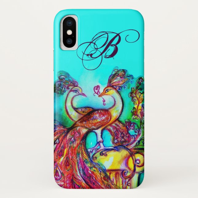 CAPA PARA iPhone, Case-Mate  PEACOCKS NO MONOGRAMA AMOR (Verso)