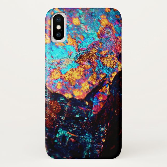 Capa Para iPhone, Case-Mate Pedra cristalina de gemstone de chalcopyrite miner (Verso)