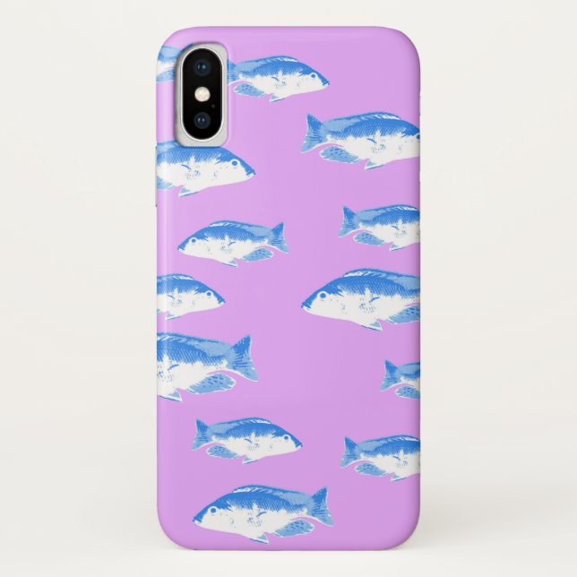 Capa Para iPhone, Case-Mate Peixes azuis em lilás (Verso)