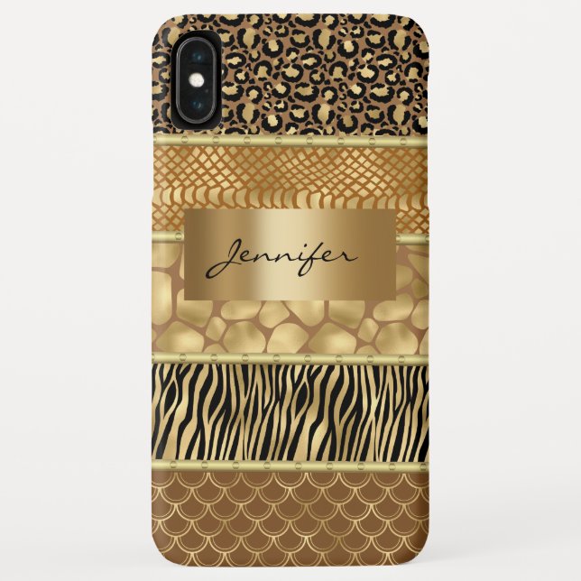 Capa Para iPhone, Case-Mate Peles de Zebra Girafa Cobra Mistas Douradas de Ani (Verso)