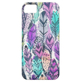 Capa iPhone 8/ 7 Penas roxas brilhantes de Boho