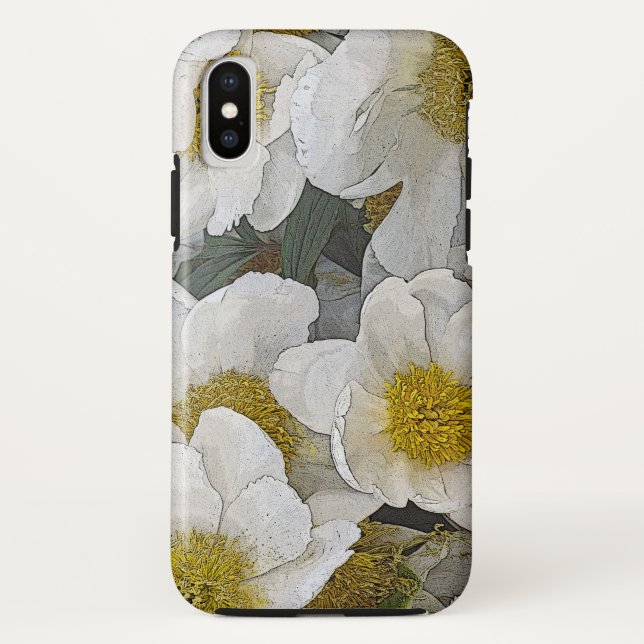 CAPA PARA iPhone, Case-Mate  PEONIAS BRANCAS COM CENTROS DOURADOS (Verso)