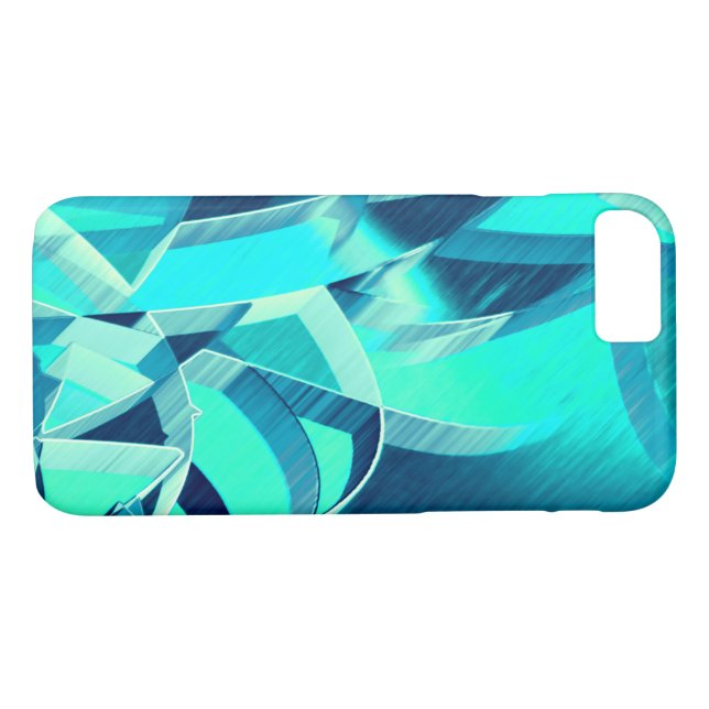 Capa Para iPhone, Case-Mate Percursos cianos com garoa sobre fundo aquamarino (Verso (Horizontal))