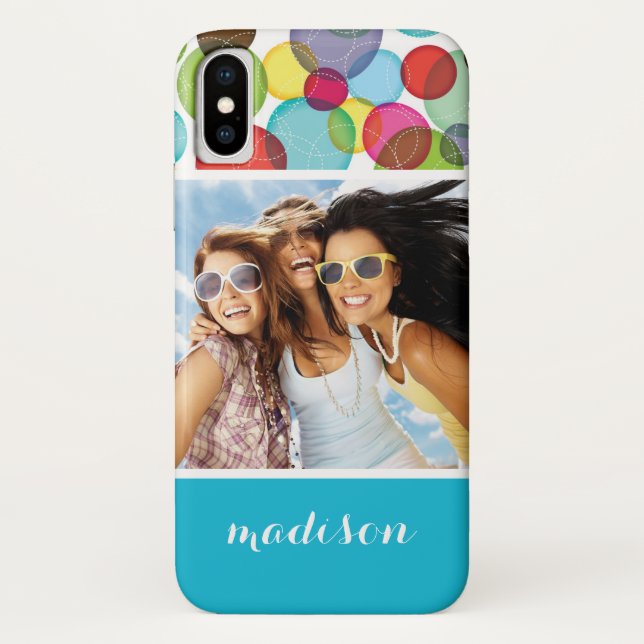Capa Para iPhone, Case-Mate Personalizar Foto e Nome Arredondar bolhas Padrão  (Verso)