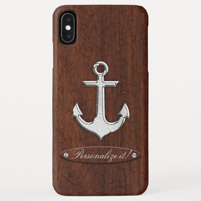 Capa Para iPhone, Case-Mate Personalize! Anchor Náutico Molhado de Mahogany (Verso)