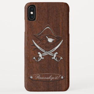 Capa Para iPhone XS Max Personalize! Crânio de Pirata de Mahogany Náutic