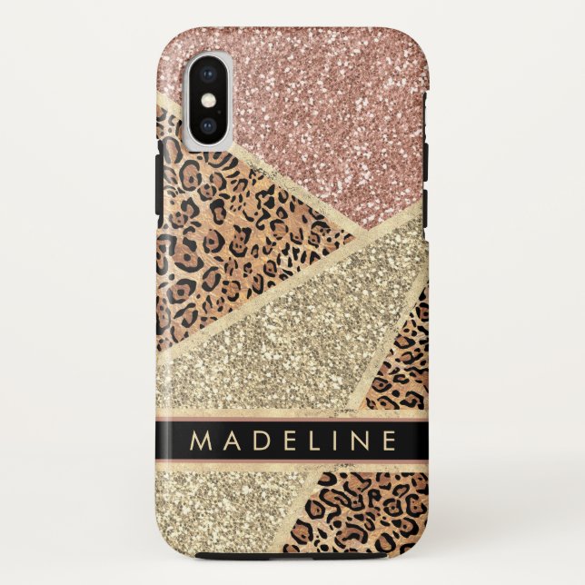 Capa Para iPhone, Case-Mate Personalize o Rosa de Glitter Dourado de Glitter e (Verso)