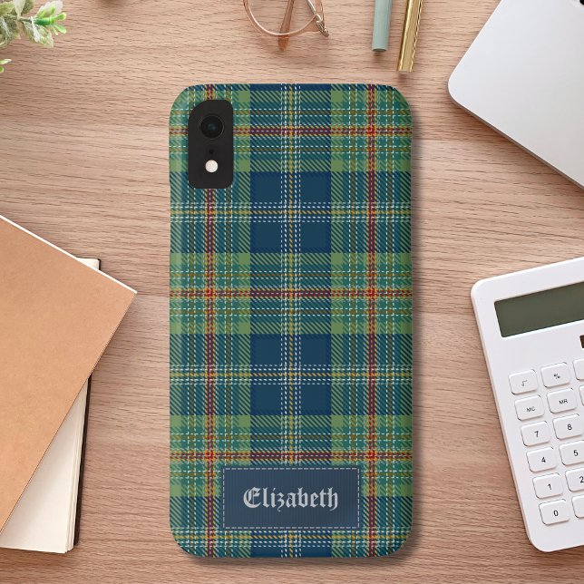 Capa Para iPhone, Case-Mate Personalized Blue and Green Tartan Pattern (Criador carregado)
