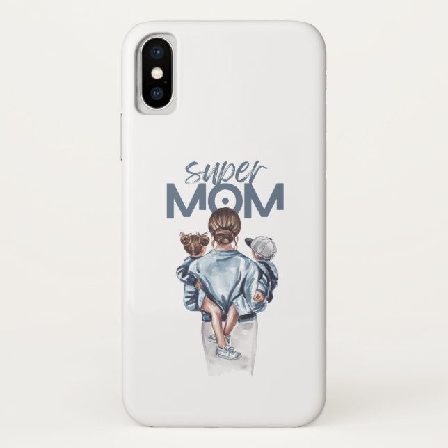 Capa Para iPhone, Case-Mate Personalized Super Mom with Son and Daughter Gift (Verso)