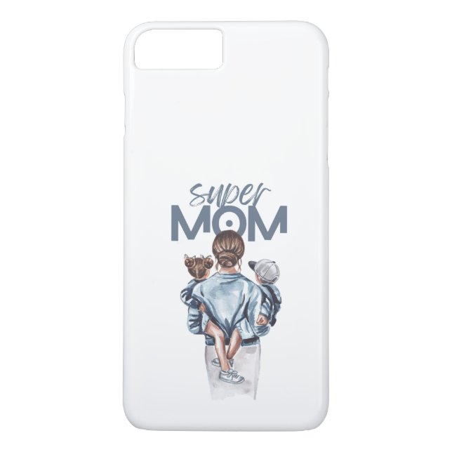 Capa Para iPhone, Case-Mate Personalized Super Mom with Son and Daughter Gift (Verso)