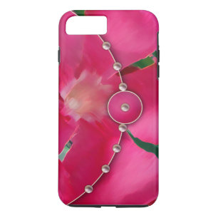 Capa iPhone 8 Plus/7 Plus Pétalas Cor-de-Rosa e Pérolas