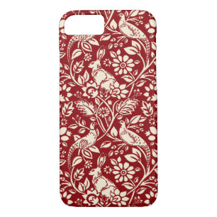 Capa iPhone 8/ 7 Pheasant and Hare Patterno, Deep Red and Cream