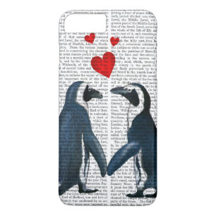 Capa iPhone 8 Plus/7 Plus Pinguins Com Corações De Amor