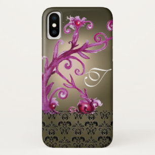 CAPA PARA iPhone DA Case-Mate PINK CINZAS PURPAS, MONOGRAMA FLORAL