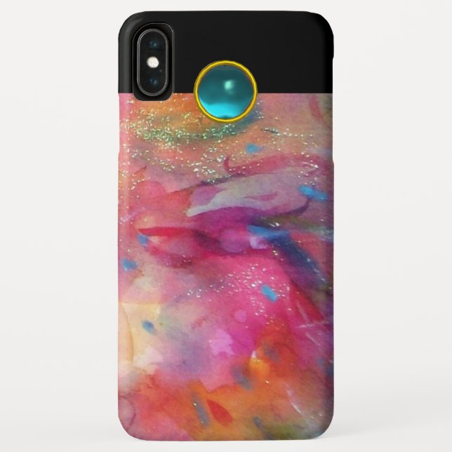 Capa Para iPhone, Case-Mate PINK FUCHSIA BLUE ABSTRATO Aquamarine (Verso)