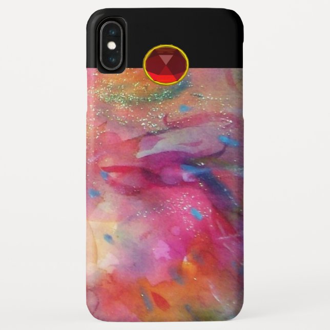 Capa Para iPhone, Case-Mate PINK FUCHSIA BLUE ABSTRATO Red Ruby Gemstone (Verso)