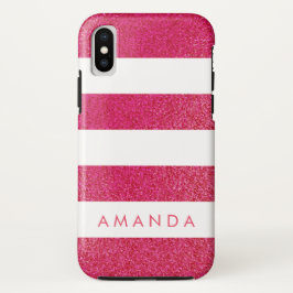 Capa Para iPhone X PINK GLITTER de pré-disquete, riscado personalizad