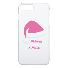 Capa iPhone 8 Plus/7 Plus Pink Merry Xmas Santa Hat iPhone 7