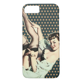 Capa Para iPhone Da Case-Mate pino retro feminino do vintage das bolinhas acima