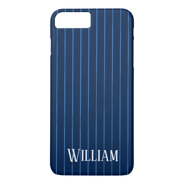 Capa Para iPhone, Case-Mate pinstripes azuis personalizadas do marinho (Verso)