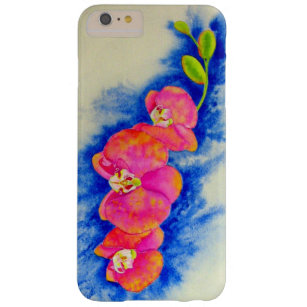 Capa Barely There Para iPhone 6 Plus Pintor de orquídeas cor-de-rosa-laranja romântico