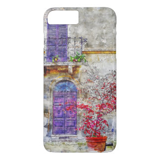 Capa iPhone 8 Plus/7 Plus Pintura de Desenho do Jardim de Portas Violetas Li
