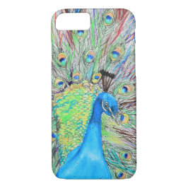 Capa iPhone 8/ 7 Pintura do Peacock de Aquarela