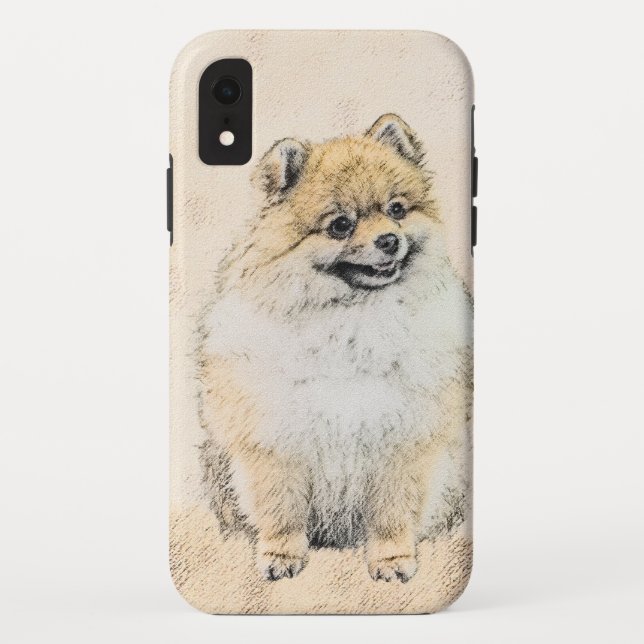 Capa Para iPhone, Case-Mate Pintura Pomeraniana (Laranja) - Arte Canina Origin (Verso)