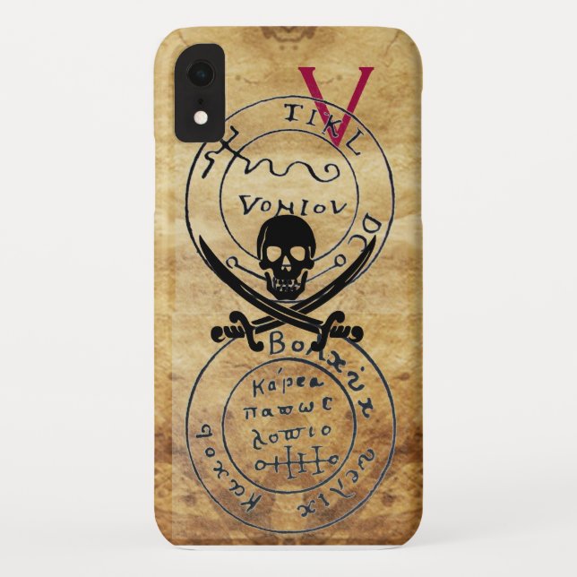 CAPA PARA iPhone, Case-Mate  PIRATAS ANTICOS MAPA DE TRATAMENTO, CRÂNIA E MADEI (Verso)
