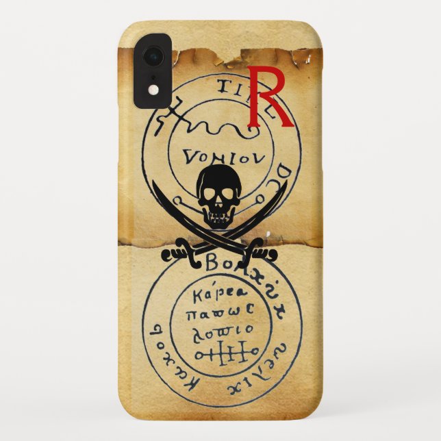 CAPA PARA iPhone, Case-Mate  PIRATAS ANTICOS MAPA DE TRATAMENTO, CRÂNIA E MADEI (Verso)