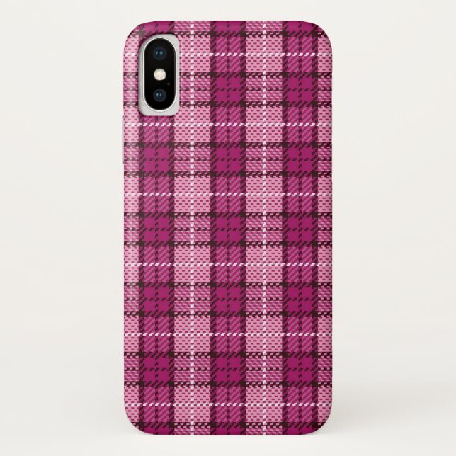 Capa Para iPhone, Case-Mate Pixel Plaid_Magenta-Black (Verso)
