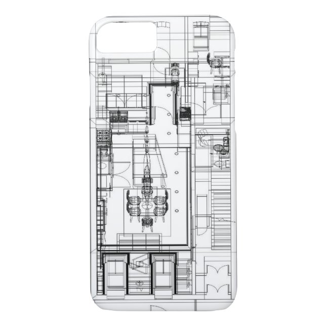 Capa Para iPhone, Case-Mate planta baixa arquitectónica do wireframe (Verso)