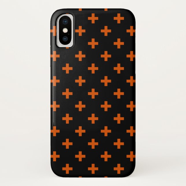 Capa Para iPhone, Case-Mate Polka laranja cruza preto (Verso)