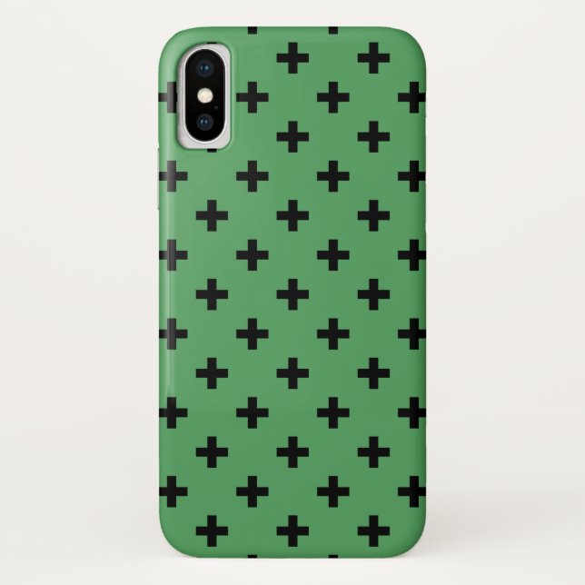 Capa Para iPhone, Case-Mate Polka negra cruza em verde (Verso)