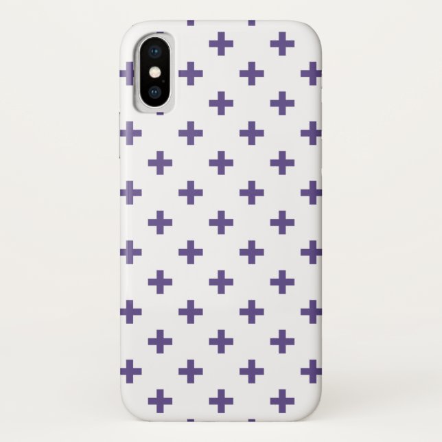 Capa Para iPhone, Case-Mate Polka ultravioleta cruza em branco (Verso)