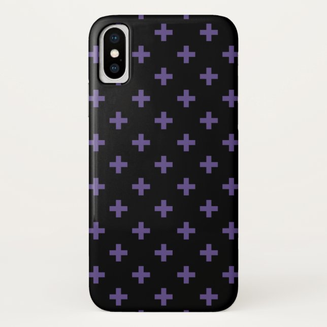 Capa Para iPhone, Case-Mate Polka ultravioleta cruza em preto (Verso)