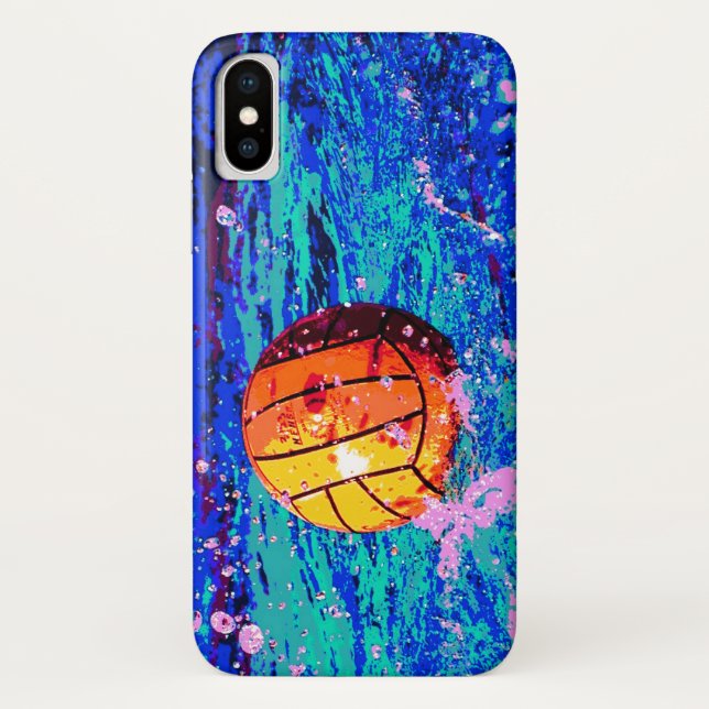 Capa Para iPhone, Case-Mate Polo Aquático Bola Artística Azul Amarelo Água Pol (Verso)