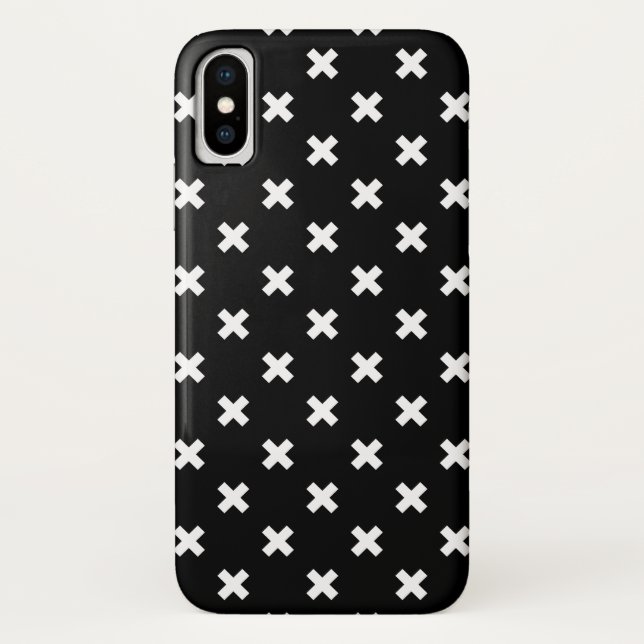 Capa Para iPhone, Case-Mate Pontos de cruz brancos em preto (Verso)
