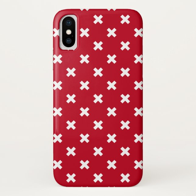 Capa Para iPhone, Case-Mate Pontos de cruz brancos em vermelho (Verso)