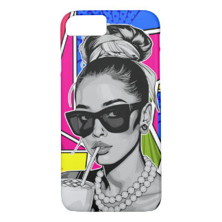 Capa iPhone 8/ 7 Pop Art Retrô Mulher Fashion Preto e Branco