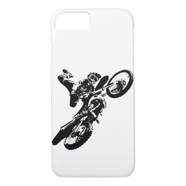 Capa Para iPhone, Case-Mate Pop de Arte Branca Negra Motocross Motorcyesporte (Verso)