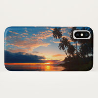 Por do sol tropical da ilha havaiana