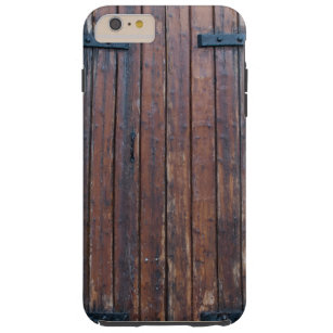 Capa Tough Para iPhone 6 Plus Portas de madeira velhas de Brown com apoios