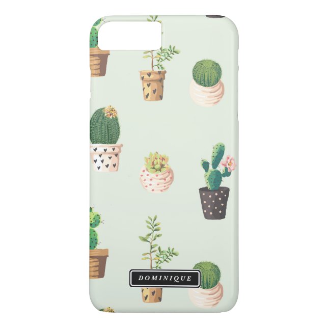 Capa Para iPhone, Case-Mate Potes pintados com Suculentes e Padrão de Cactos (Verso)