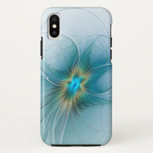 Capa Para iPhone Da Case-Mate Pouca flor Dourado azul moderna do Fractal da