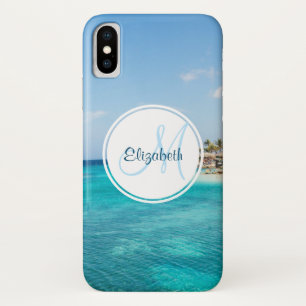 Capa Para iPhone Da Case-Mate Praia tropical cêntrica com Monograma de Huts Atin