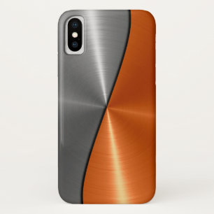 Capa Para iPhone X Prata e metal de aço inoxidável alaranjado