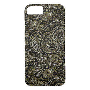 Capa Para iPhone Da Case-Mate Prata Preta e Metálica Com Dourada Paisley Floral