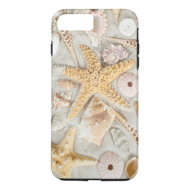 Capa Para iPhone, Case-Mate Prateleiras (A collection of seashells and a starfish scattered on a sandy beach!)